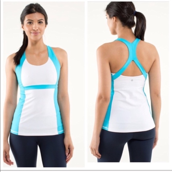 11.Lululemon Run: Fast Track Tank White / Spry Blue 4 - Picture 2 of 8